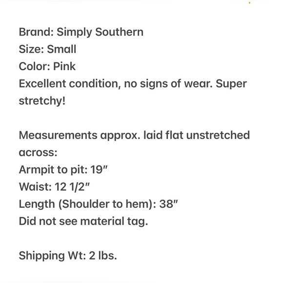 Women’s Simply Southern Pink Velour Dress Size Small - Picture 4 of 4